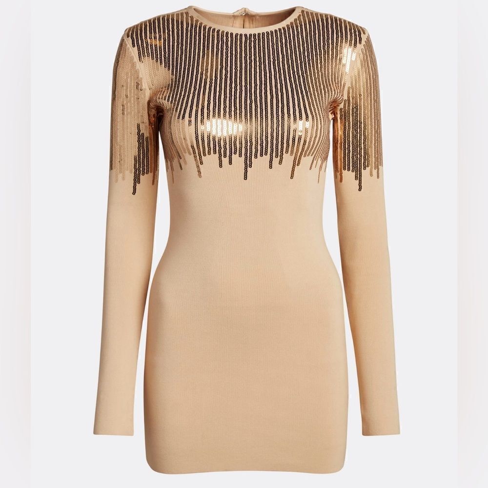 David Koma beige jersey dress sequin detail size small NWT